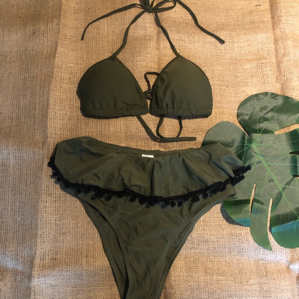 Olive green two piece bikini set size S